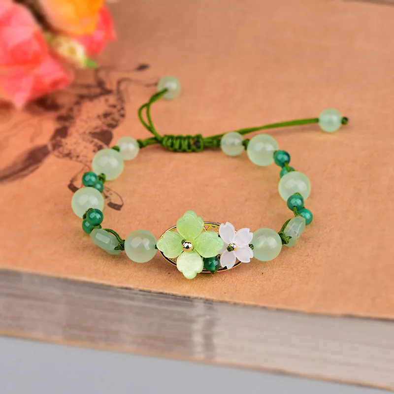 Bracelet Beaded Men - Bracelet de fleurs vertes diversifiées pour