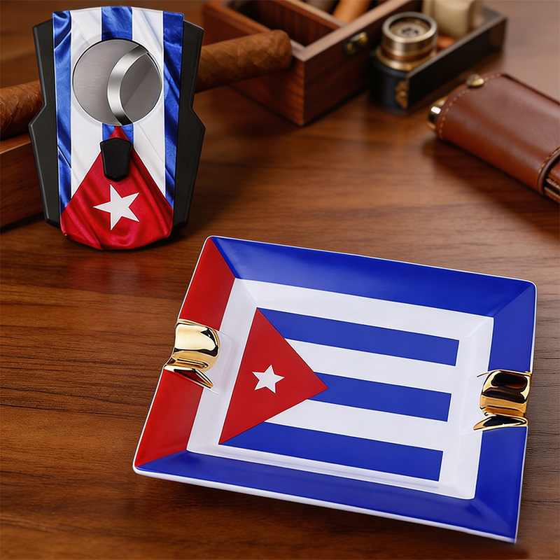 Cigar Cutter Set - Ensemble de cigares avec drapeau cubain,