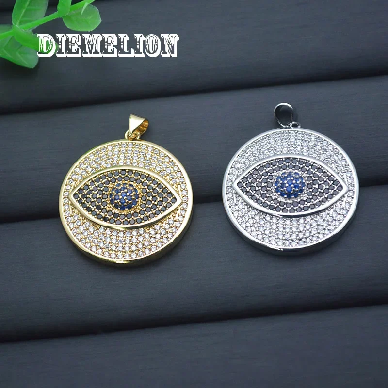 Men Accessories Evil Eye - Grand pendentif rond en zircon cubique