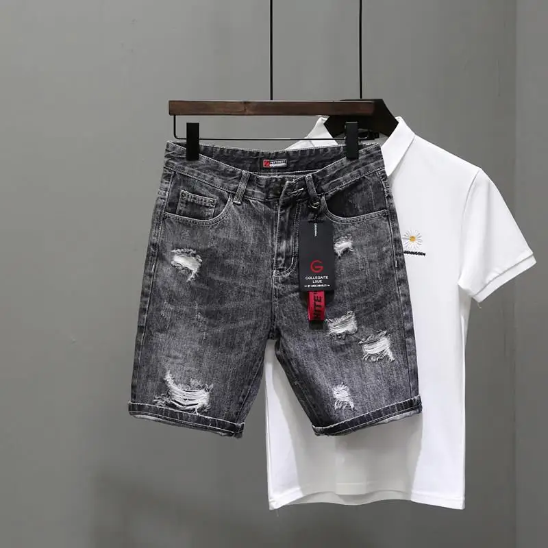 Men'S Accessories For Jeans - Short en jean déchiré extensible pour