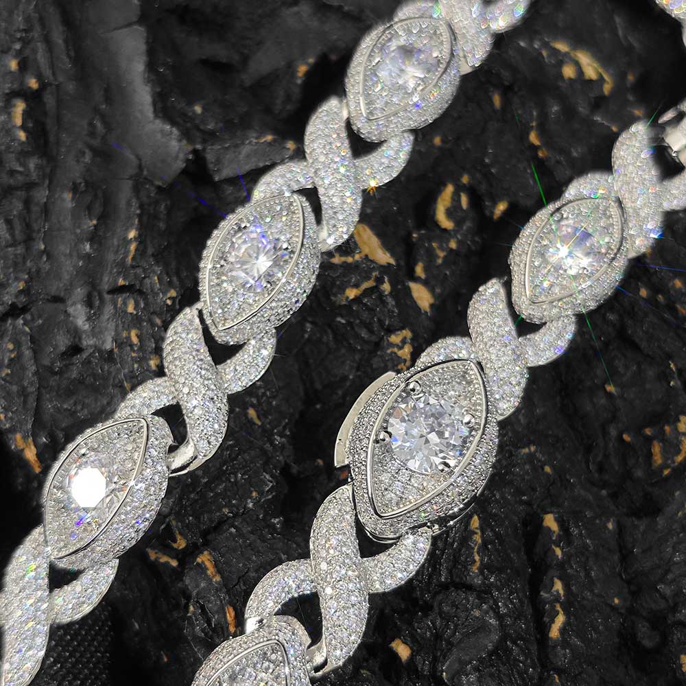 Chaîne cubaine 15MM Iced Out E - Men Accessories Evil Eye avis et prix