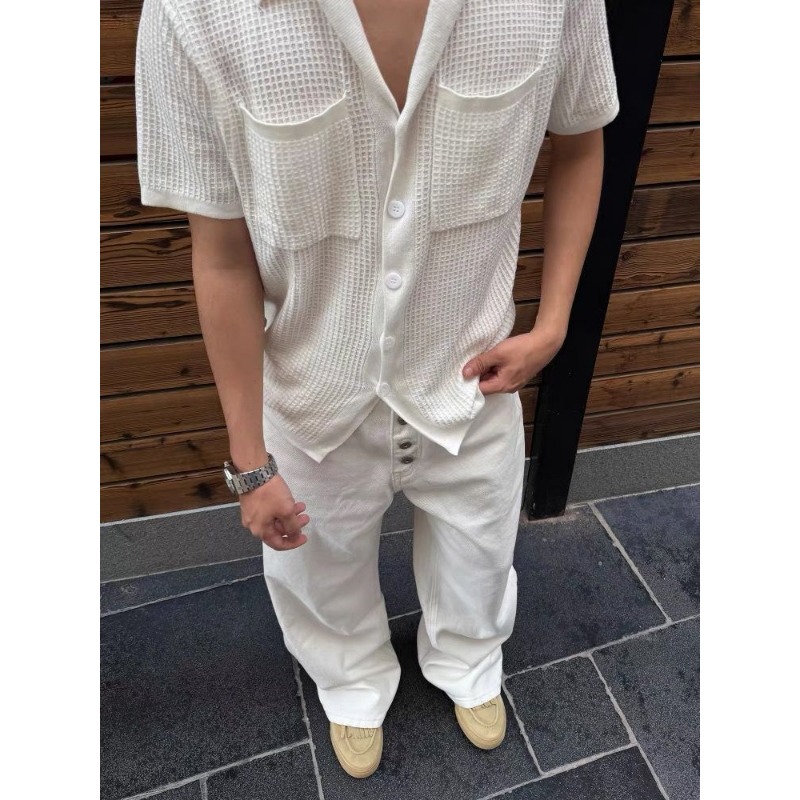 Jean blanc à jambes larges pou - Men'S Accessories For Jeans avis et prix