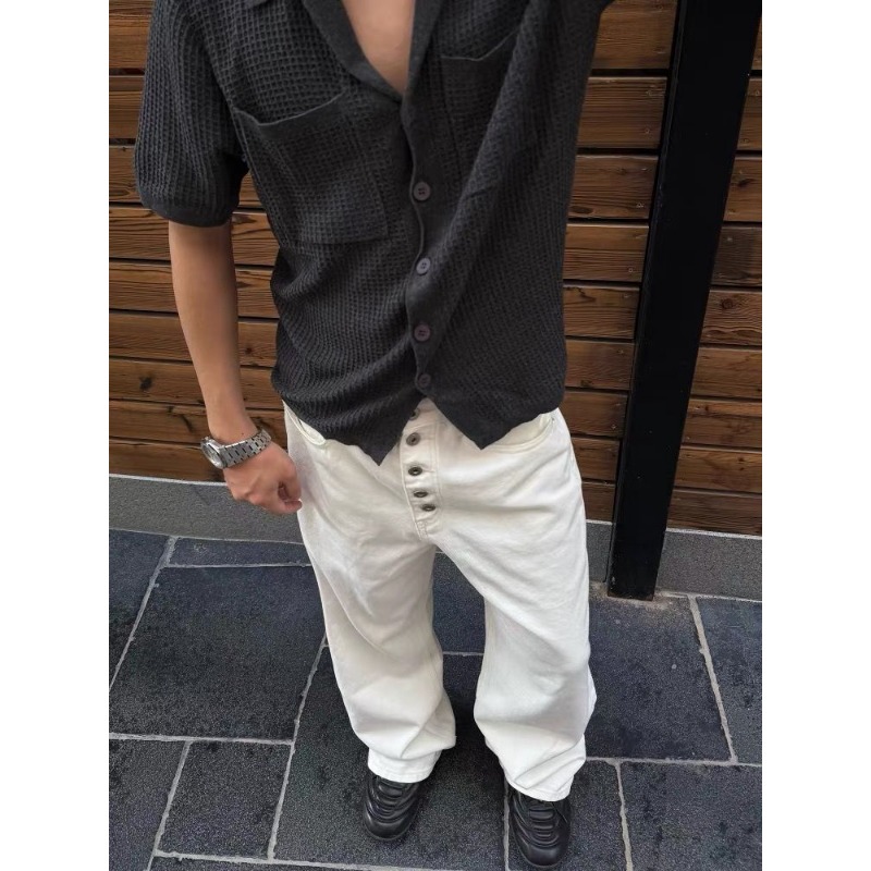 Jean blanc à jambes larges pou - Men'S Accessories For Jeans avis et prix