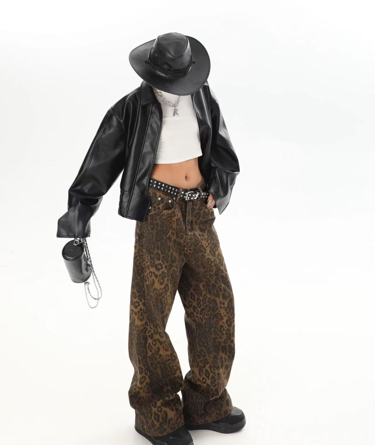 Pantalon large à imprimé léopa - Men'S Accessories For Jeans avis et prix