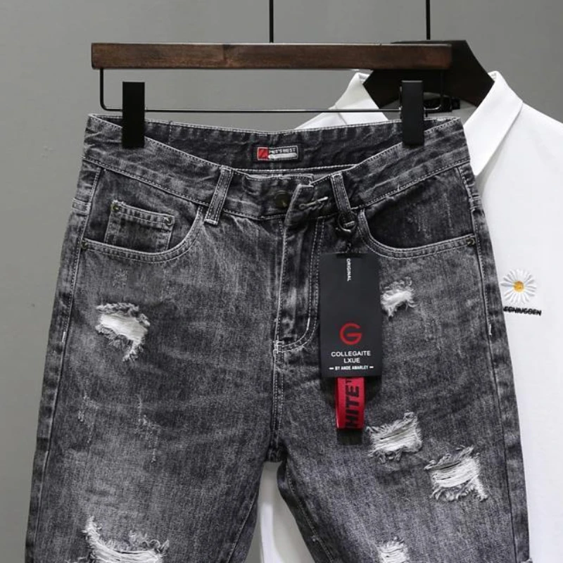 Short en jean déchiré extensib - Men'S Accessories For Jeans avis et prix
